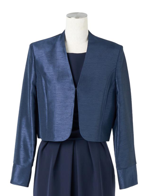 【LL/3L】シャンタンノーカラージャケット（ネイビー）