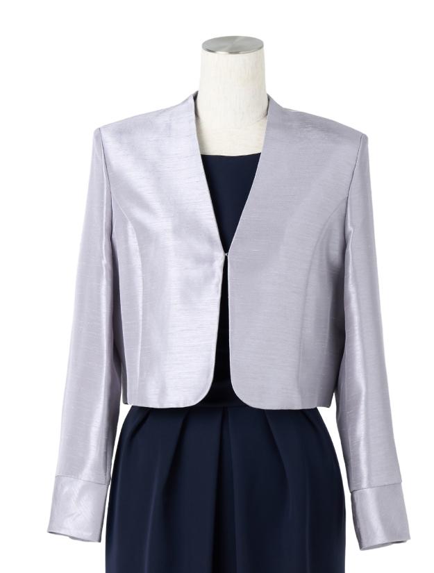 【M/L】シャンタンノーカラージャケット（Lグレー）