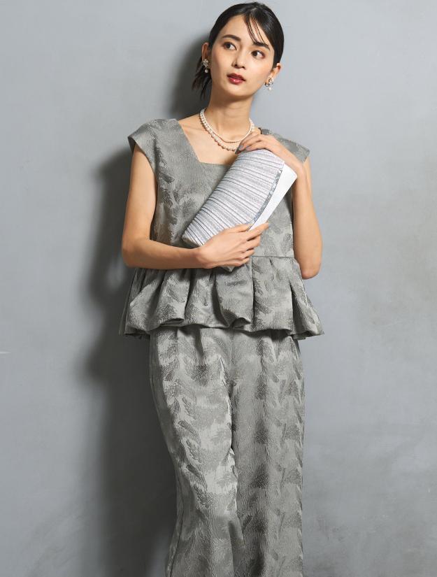 【S/M/L】ジャガードセパレートパンツドレス（グレー）DPSET0801