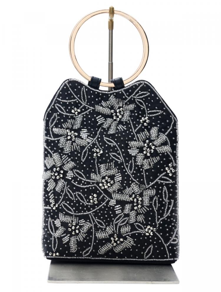 エンブロイダリーリングバッグ（ブラック）