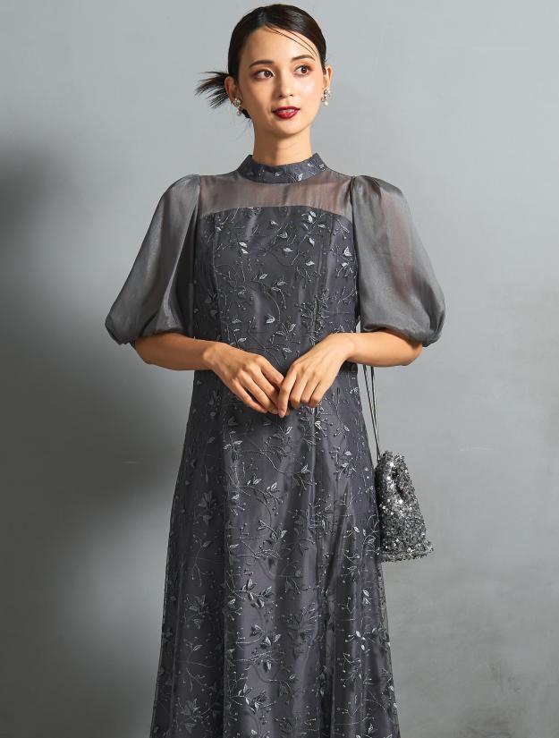 【M】ボタニカル刺繍レースドレス（Cグレー）DPSET0890