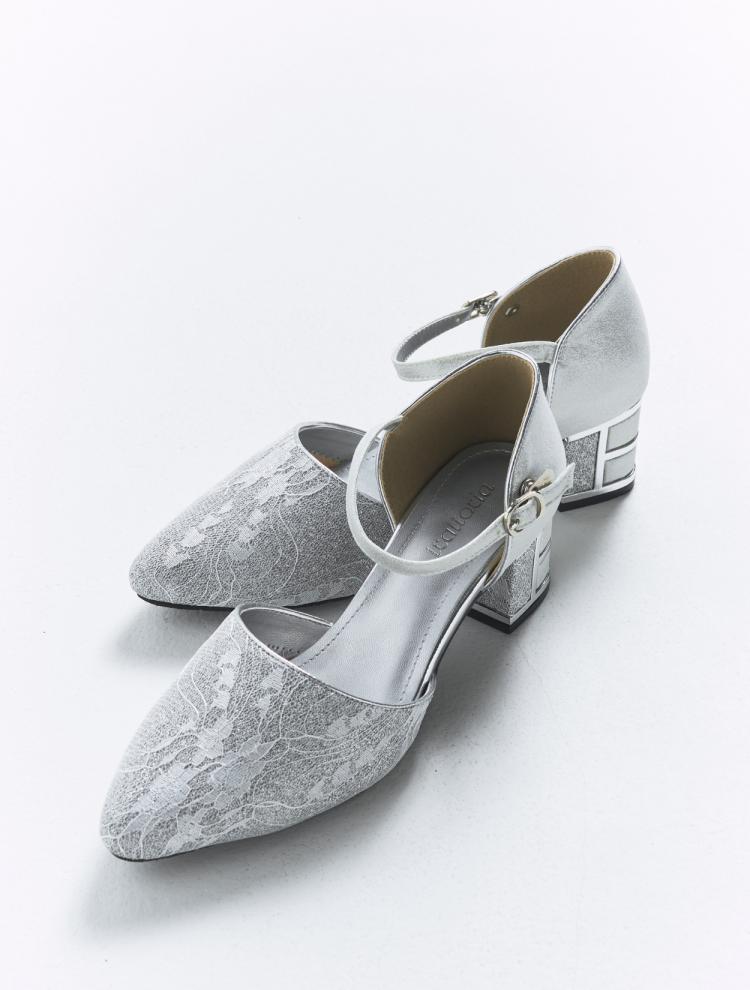 セパレートレースパンプス（シルバー）