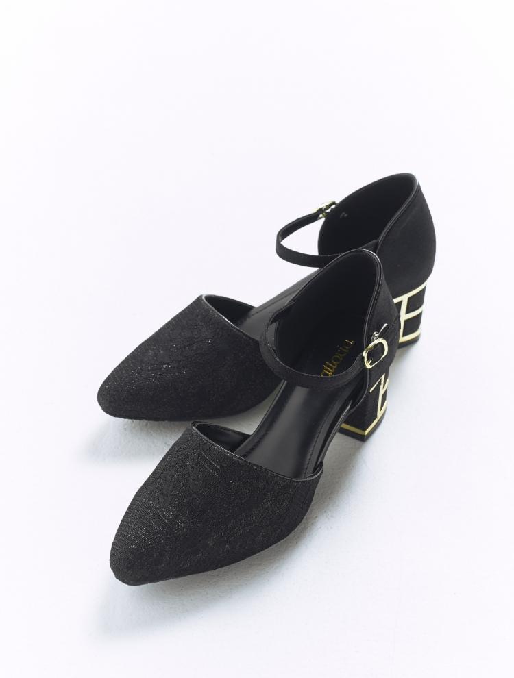 セパレートレースパンプス（ブラック）