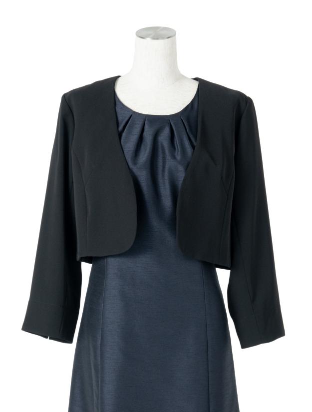 【M/L】シンプルノーカラージャケット（ブラック）