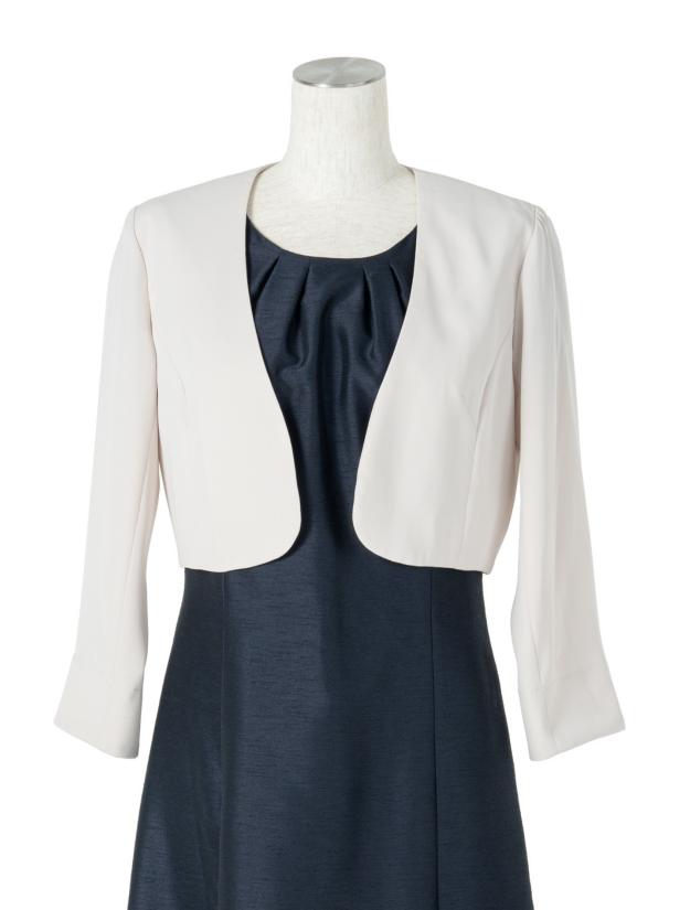 【LL/3L/5L】シンプルノーカラージャケット（グレージュ）