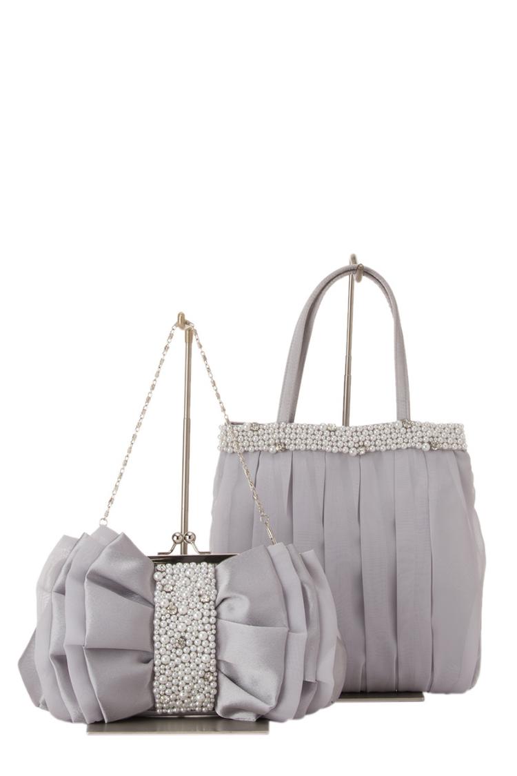 サブバッグ付きBIGリボンバッグ（Lグレー）