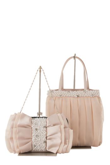 サブバッグ付きBIGリボンバッグ（ベージュ）