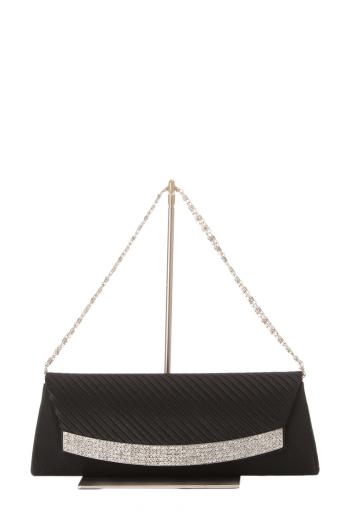 ラインストーンスリムクラッチバッグ（ブラック）