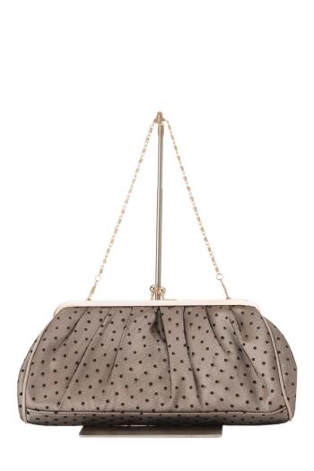 ドット×サテンバッグ（ベージュ）