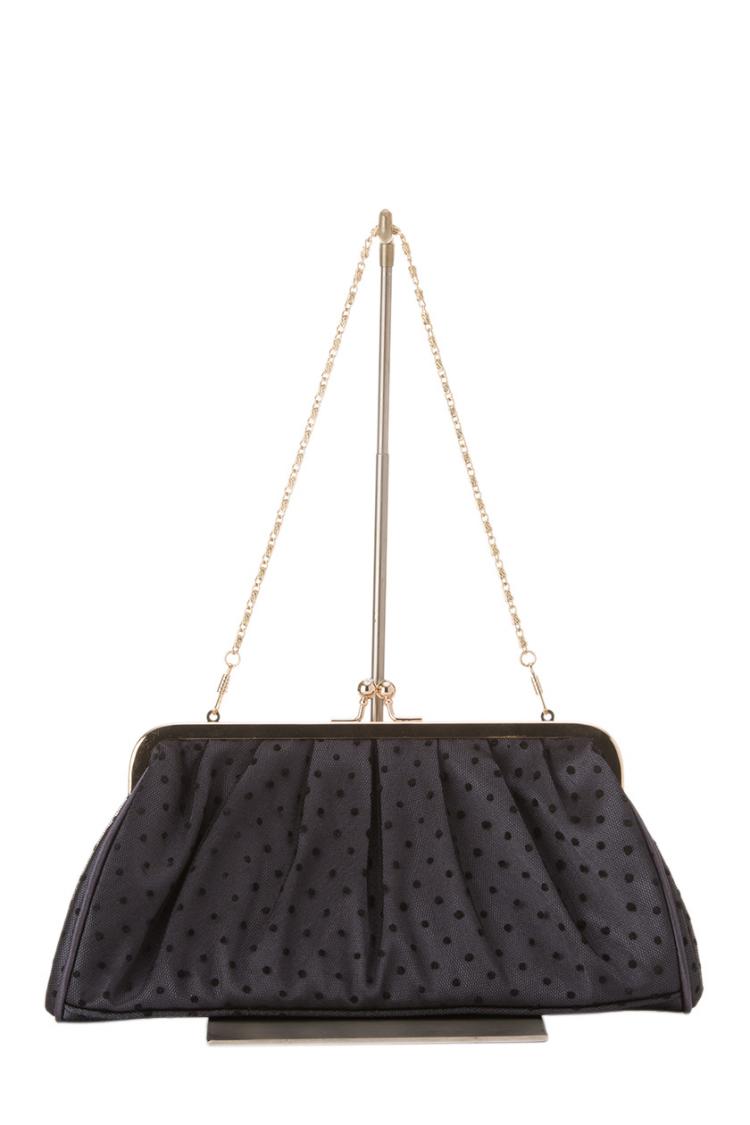 ドット×サテンバッグ（ブルー）