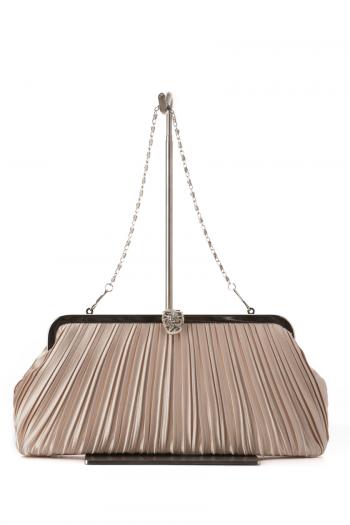 サテンプリーツバッグ（ベージュ）