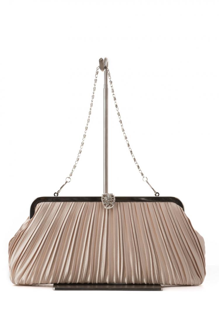 サテンプリーツバッグ（ベージュ）