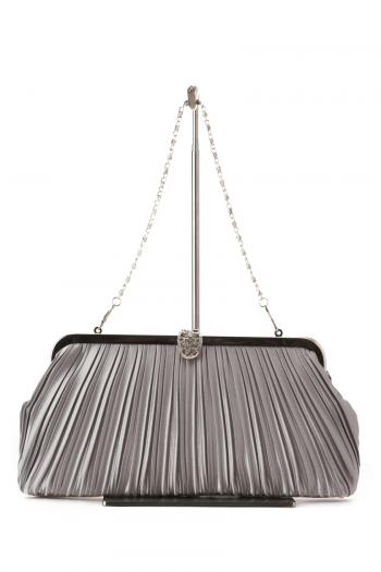 サテンプリーツバッグ（シルバー）