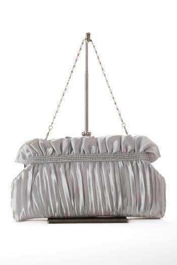 がま口プリーツバッグ（シルバー）