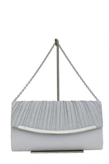 プリーツラメクラッチバッグ（シルバー）