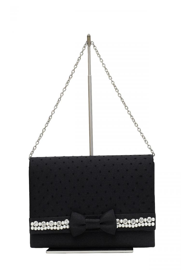 大粒ラインストーンドットバッグ（ブラック）