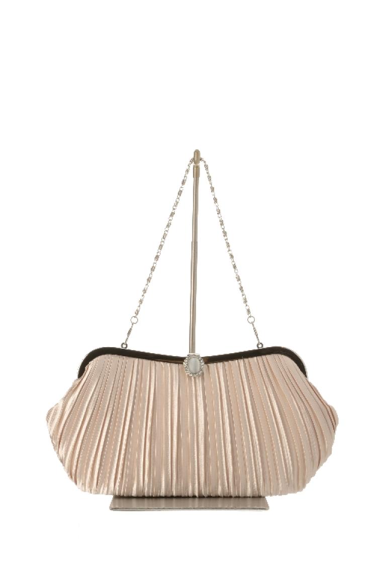 プリーツカーブシルエットバッグ（ベージュ）