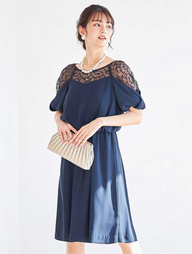 【M】レース切替バルーンスリーブドレスDPSET0207