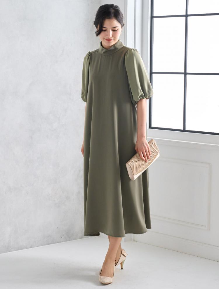 【M】バルーンスリーブAラインドレス(カーキ)DPSET0606