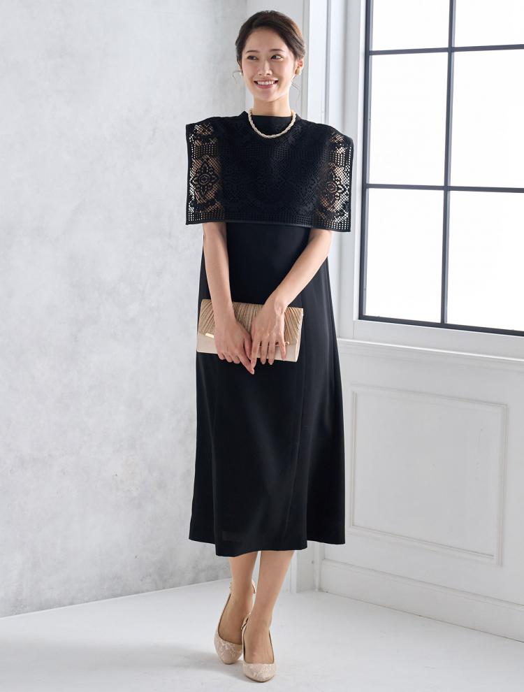 【M】ビッグカーラーワンピース(ブラック)DPSET0617