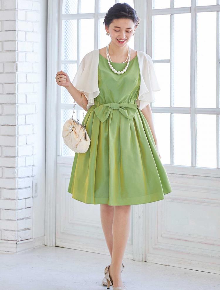 【M】ウエストリボンフィット＆フレアドレス（イエロー）DPSET0030