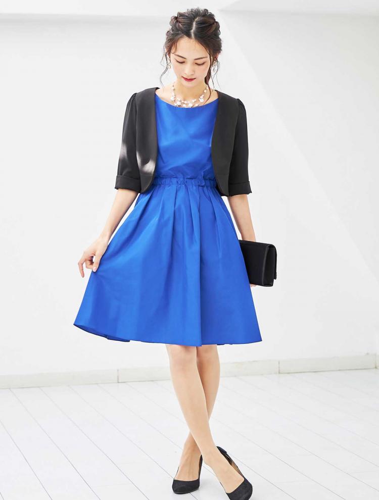 【M】Vカットフィット＆フレアドレス（ブルー）DPSET0075