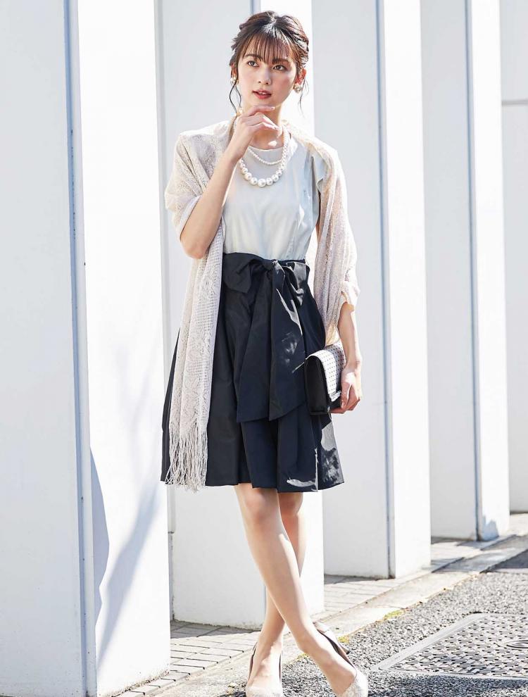 【M】ウエストリボンバルーンドレス（ベージュ）DPSET0105