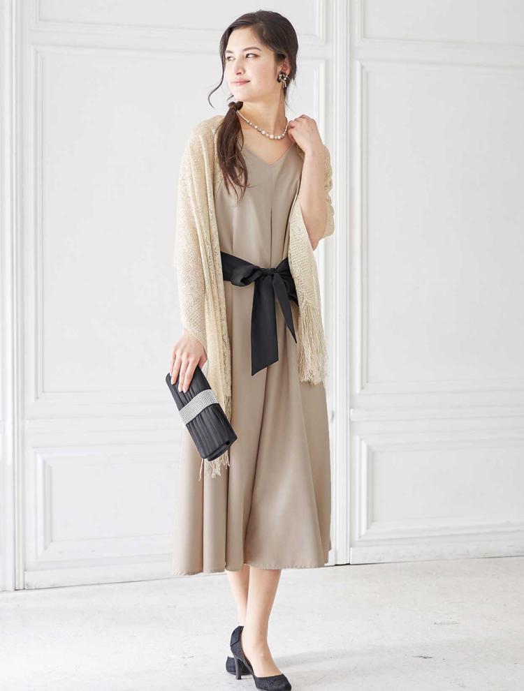 【M】ワイドパンツコンビネゾンドレス（ベージュ）DPSET0167