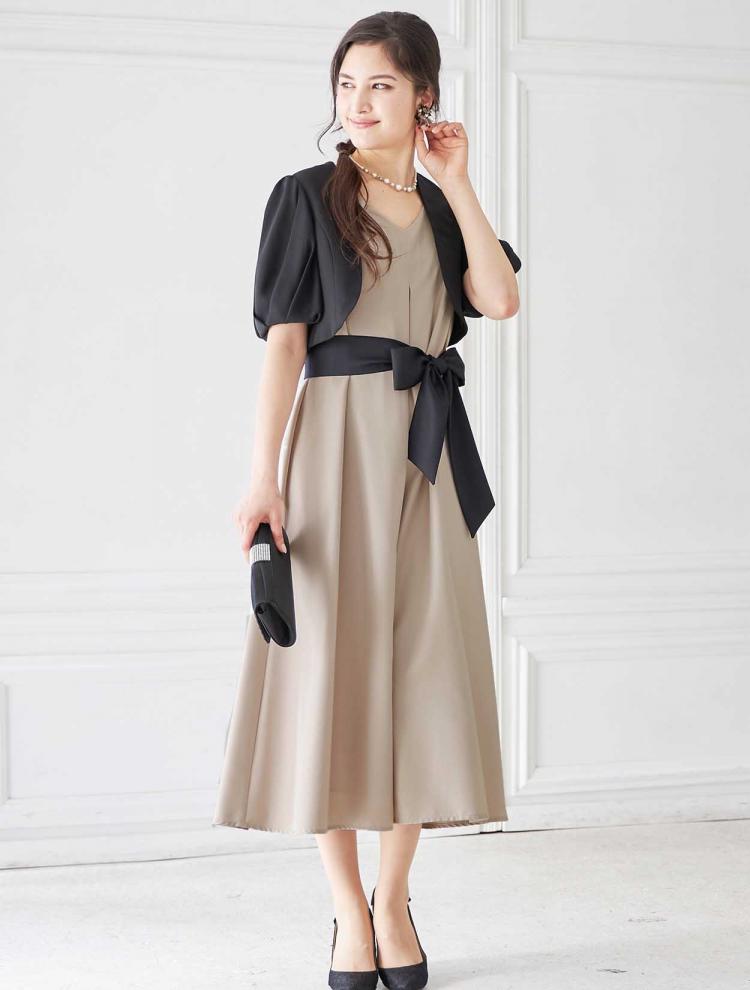 【M】ワイドパンツコンビネゾンドレス（ベージュ）DPSET0168