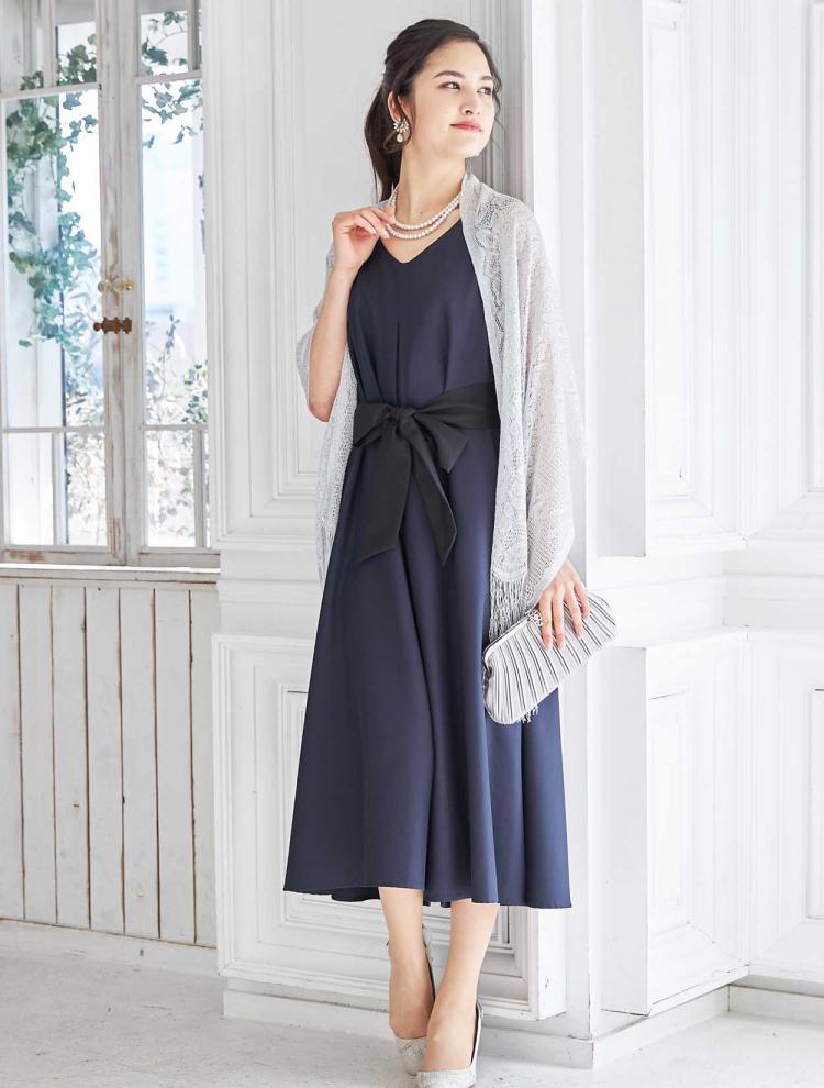 【M】ワイドパンツコンビネゾンドレス（ネイビー）DPSET0171