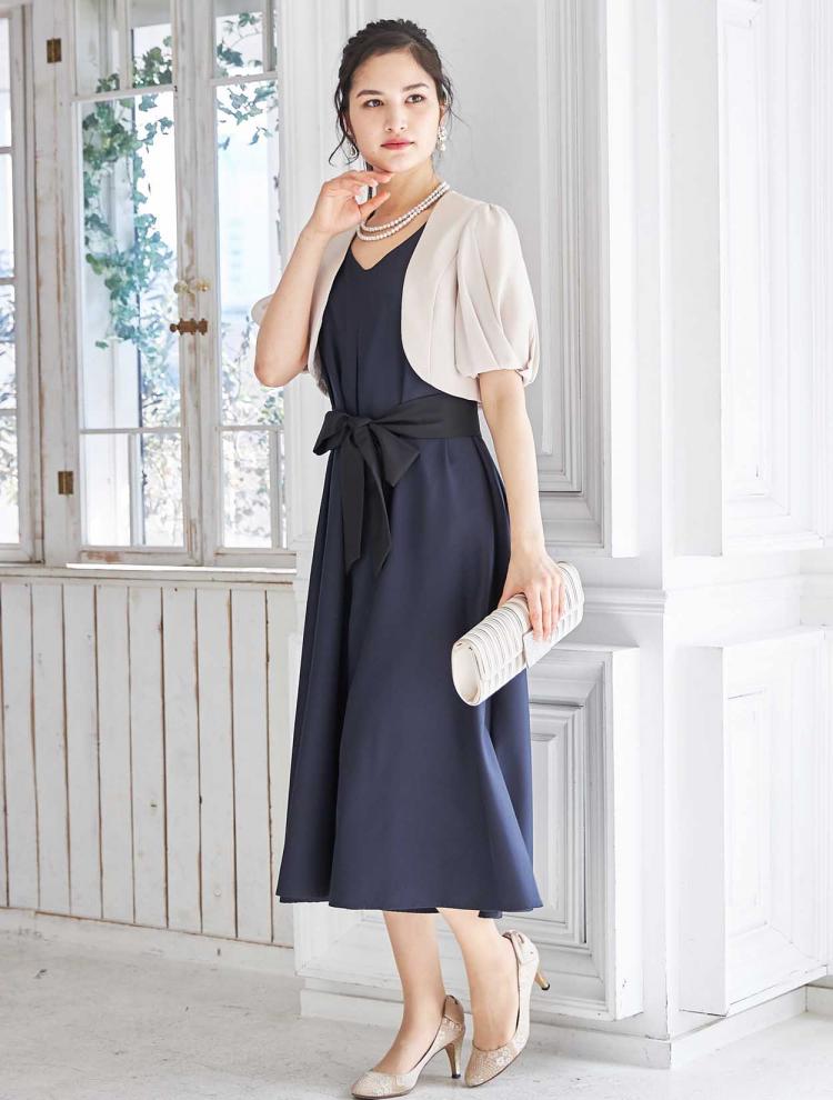 【M】ワイドパンツコンビネゾンドレス（ネイビー）DPSET0172