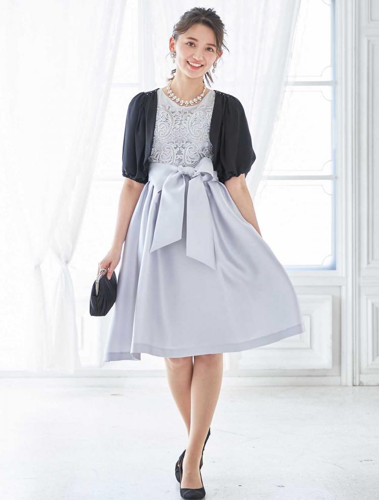 【S～M】オーガンジーレースレースアップドレス（Lグレー）DPSET0190