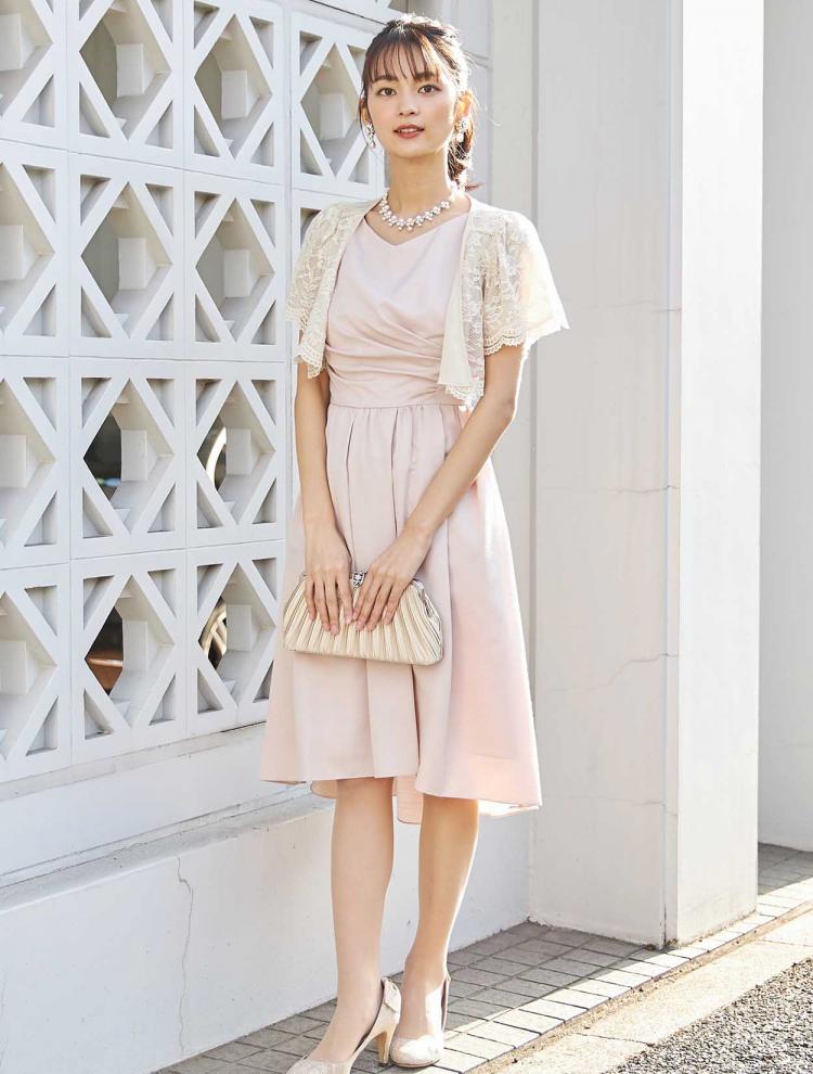 【M】ヘム裾レースアップドレス（ピンク）DPSET0322