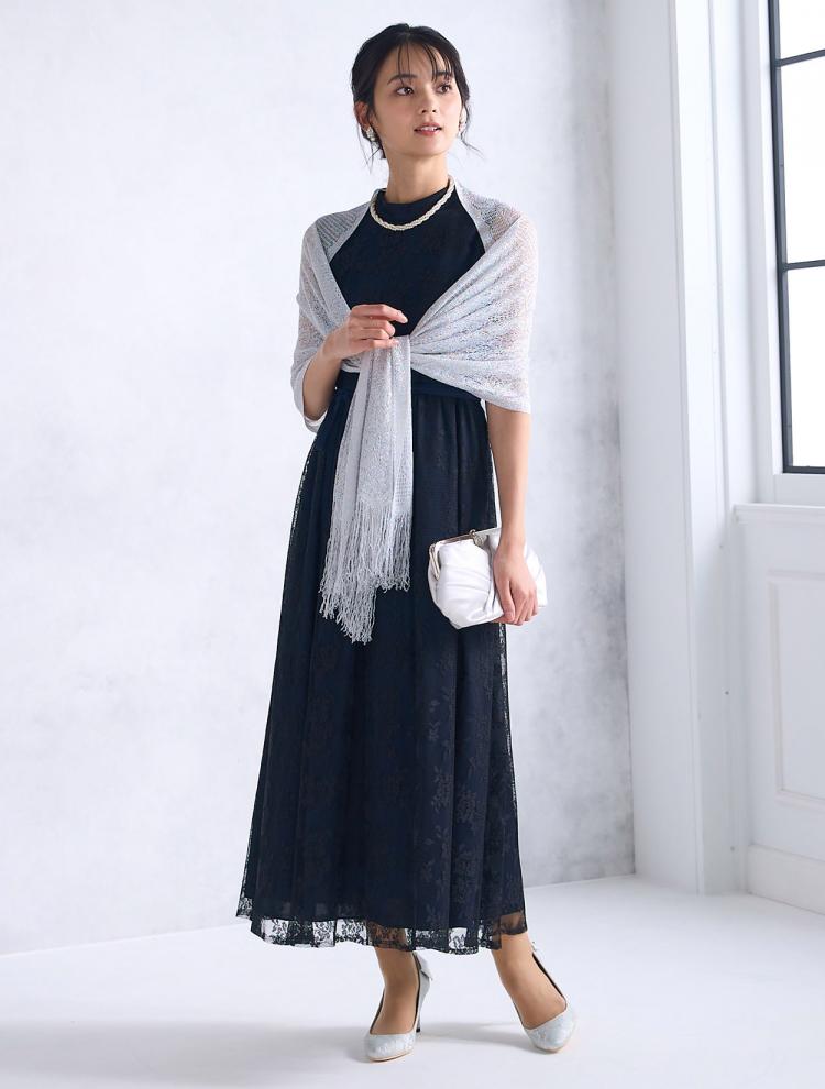 【M】メッシュレース配色ドレス（ブラック）DPSET0495