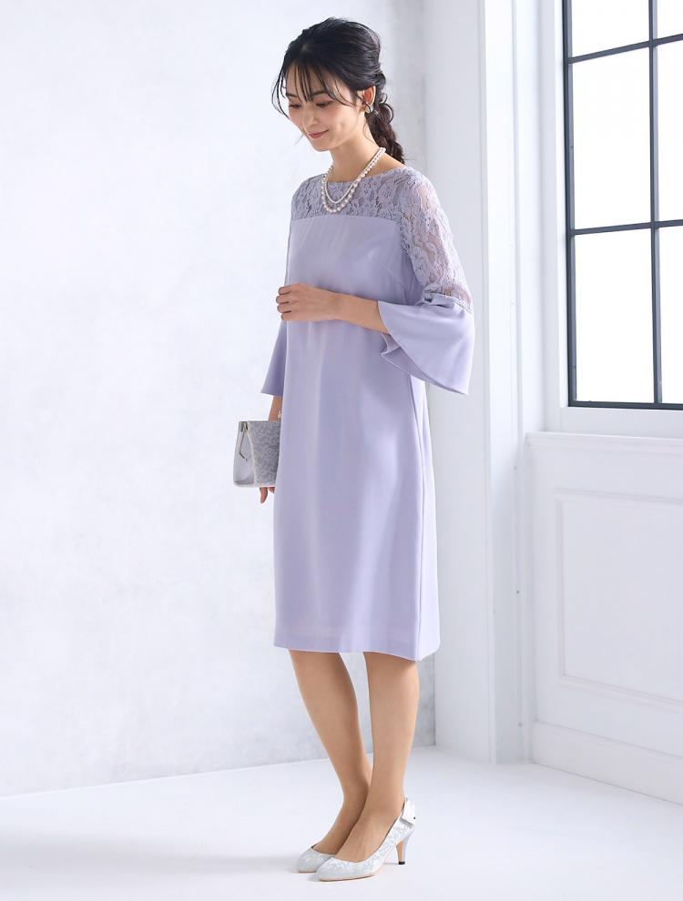 【M/L】フレアスリーブボックスドレス（グレー）DPSET0530