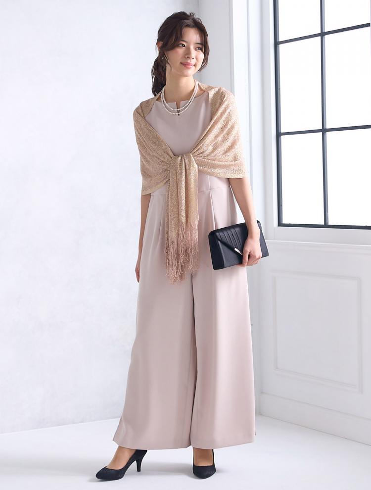 【M】ワイドパンツドレス（ベージュ）DPSET0597