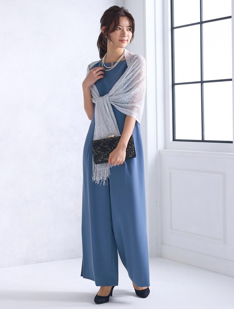 【M】ワイドパンツドレス（ブルー）DPSET0599