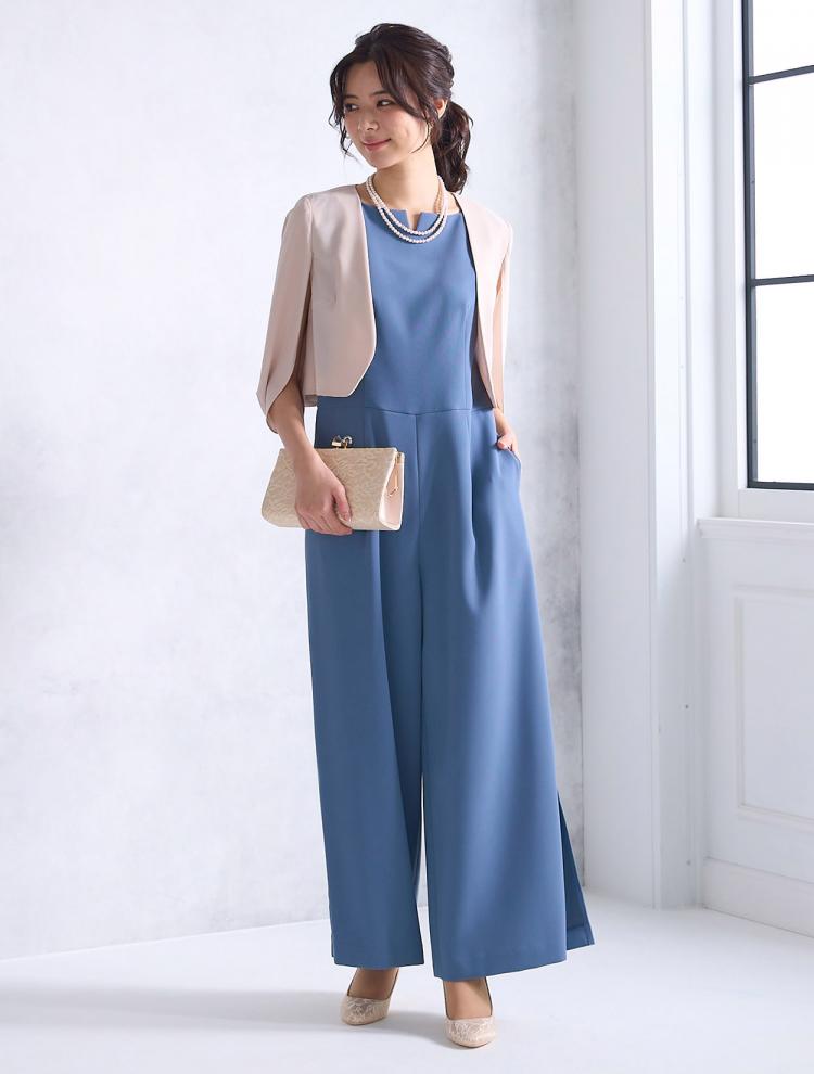 【M】ワイドパンツドレス（ブルー）DPSET0600