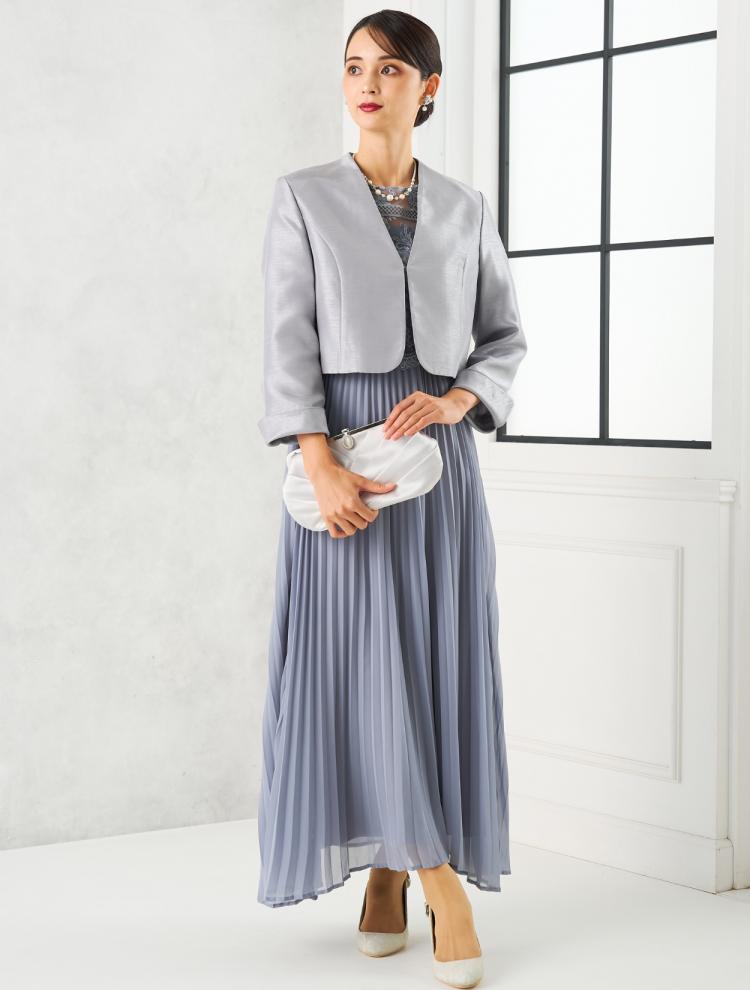 【M】レイヤードプリーツドレス（サックス）DPSET0713