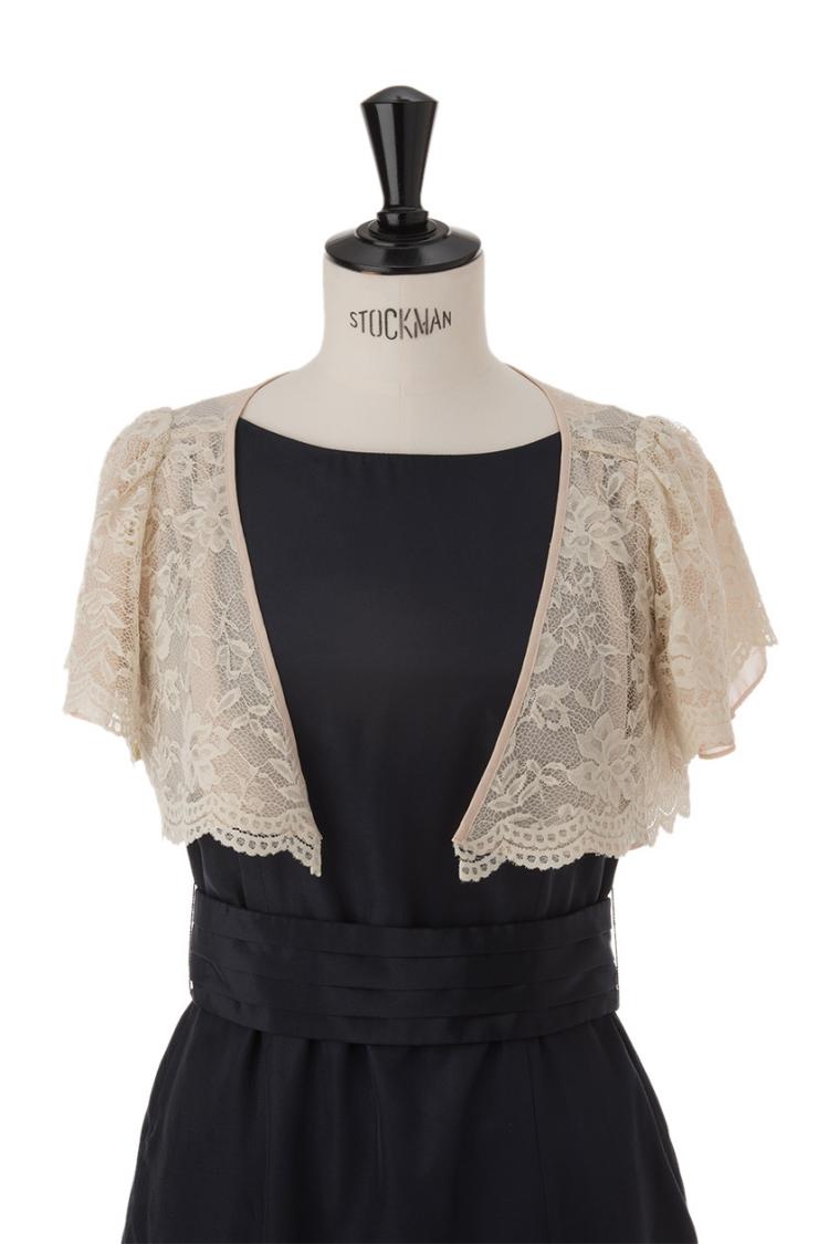 【SS/F】花柄レースリバーシブルボレロ（ベージュ）