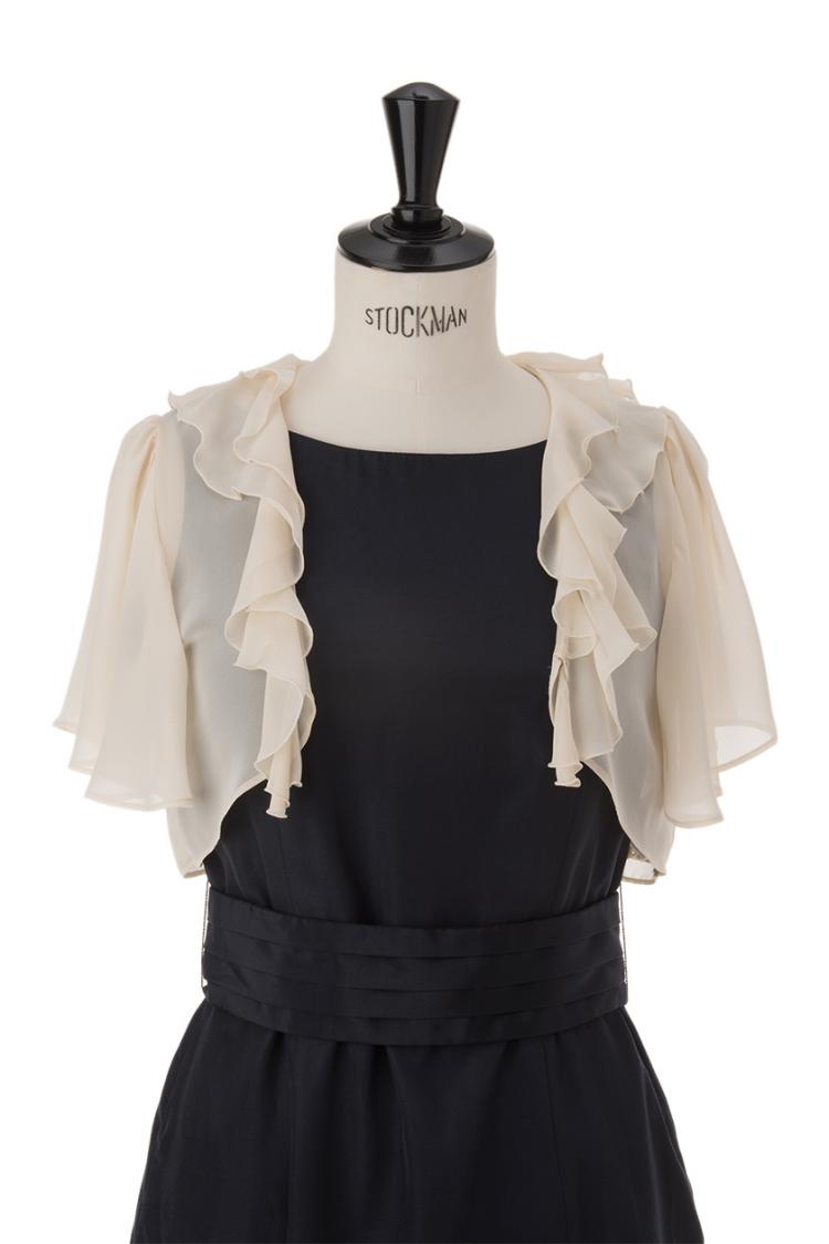 【F】襟フリルボレロ（ベージュ）