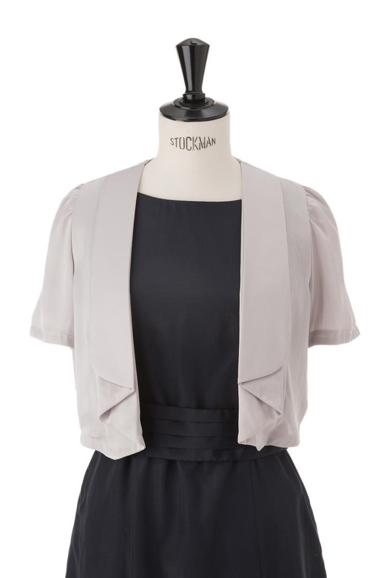 【S/M/L】襟付きサテンジャケットボレロ（グレー）