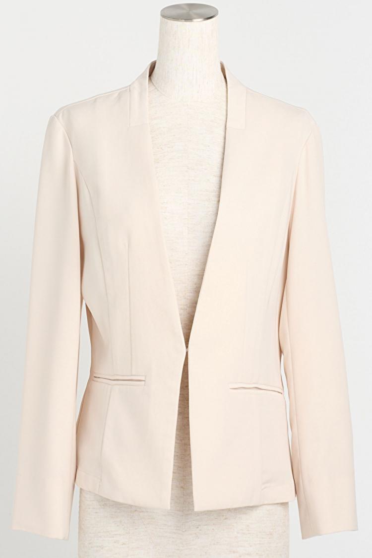 【M/L】ノーラペルパーティージャケット（ベージュ）