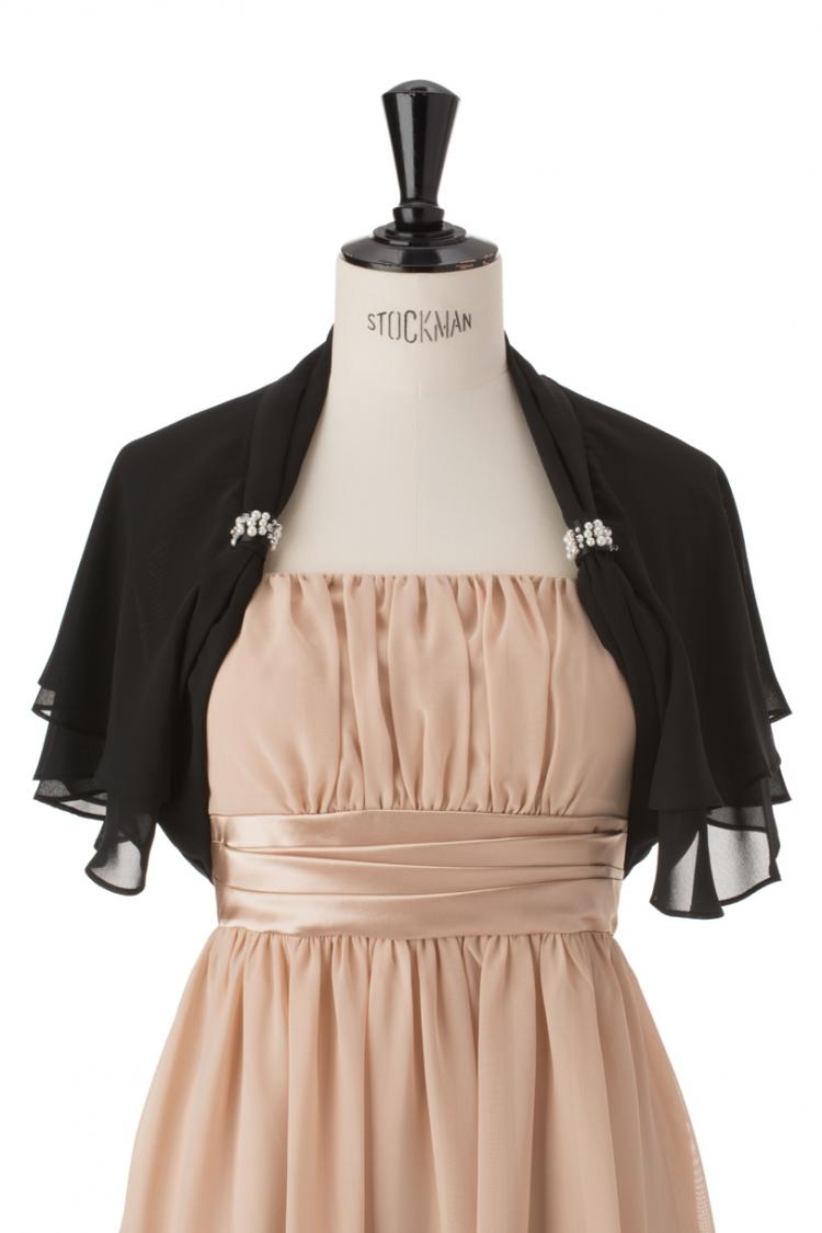 【M/L】ラグランスリーブパールボレロ（ブラック）