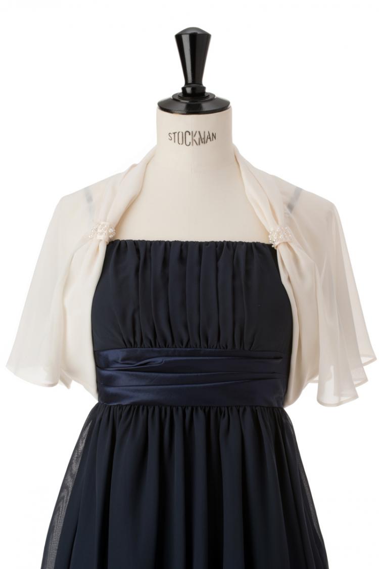 【M】ラグランスリーブパールボレロ（ベージュ）